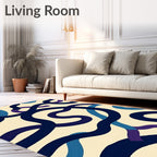 Abstract Wavy Blue Purple Ribbons Rug