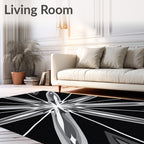 Abstract Radial Starburst Grey Pattern Rug