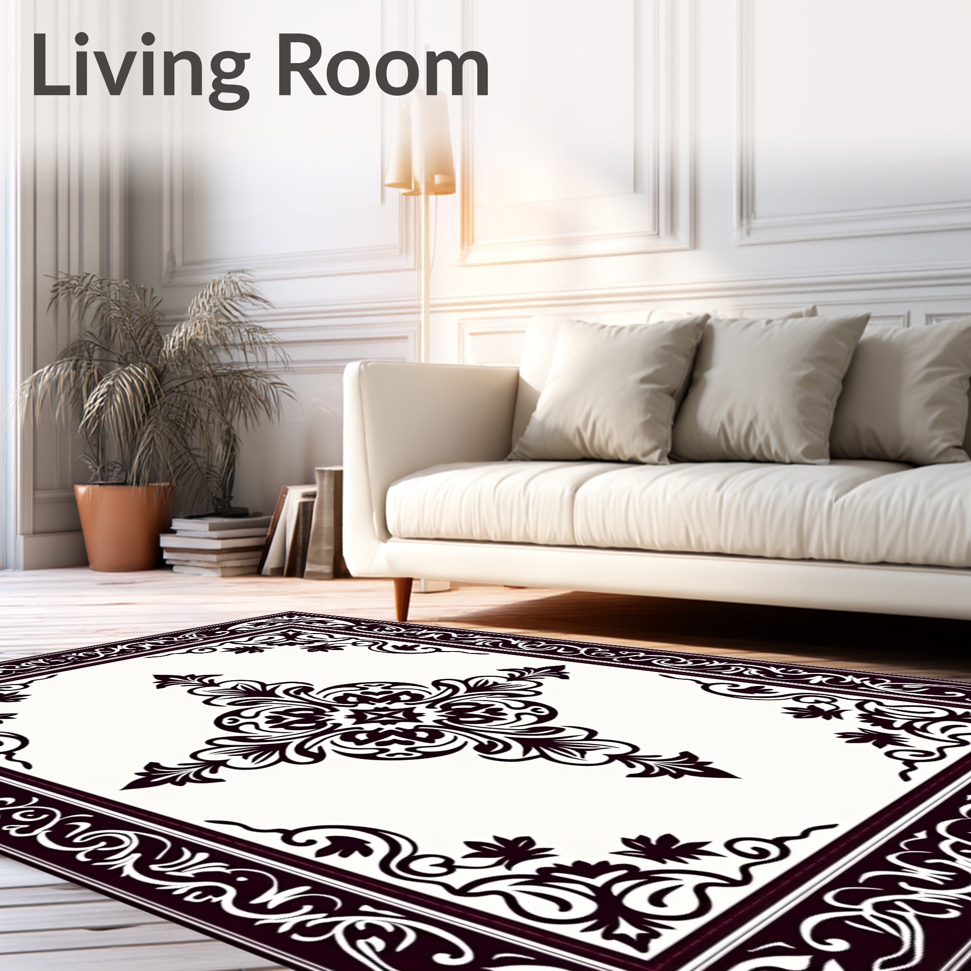 Ornate Floral Inlay Pattern Rug