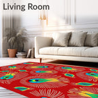 Vibrant Peacock Feather Pattern Rug