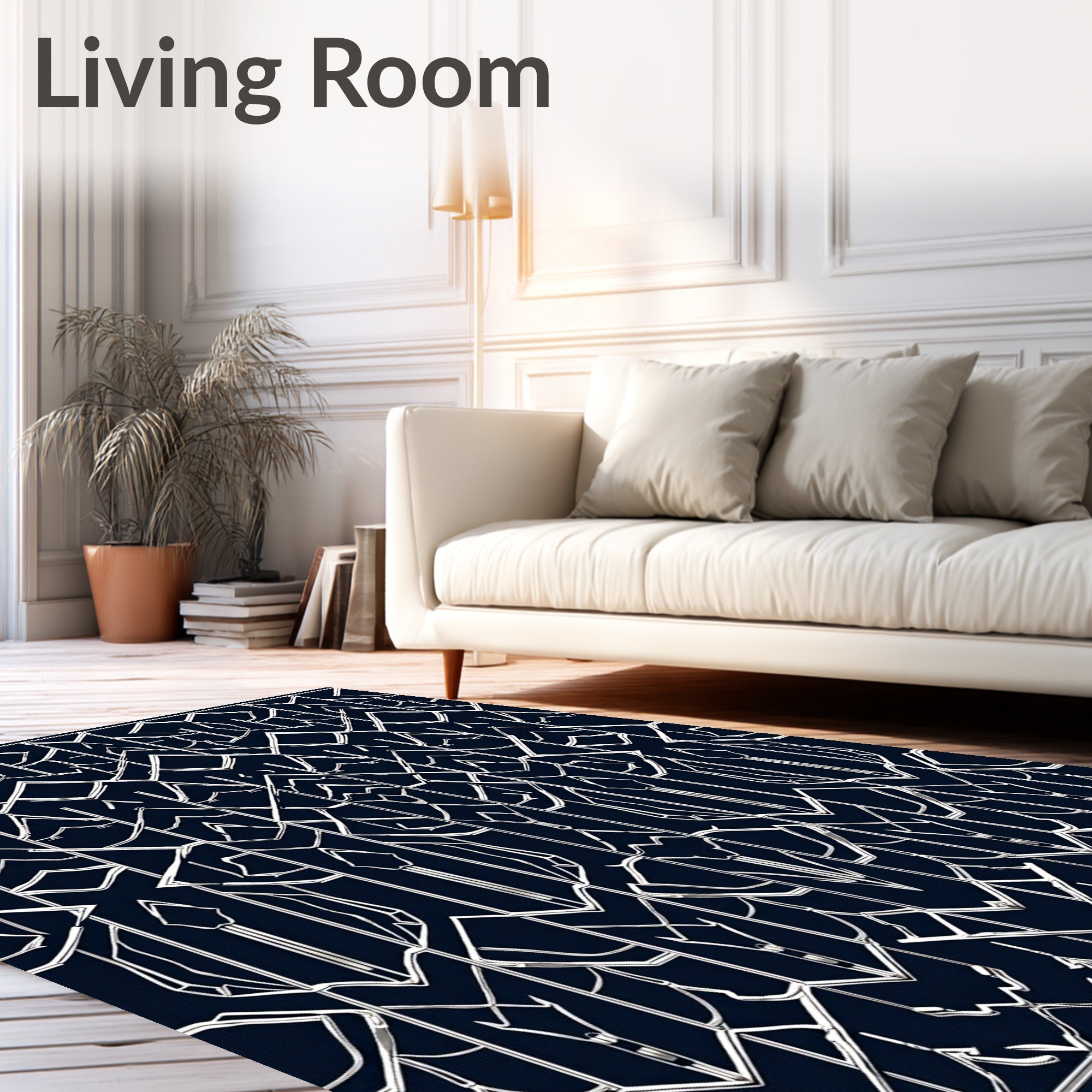 Bold Geometric Art Deco Outline Design Rug