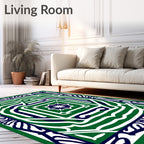 Bold Green White Blue Abstract Pattern Rug