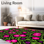 Bold Fuchsia Lime Floral Pattern Rug