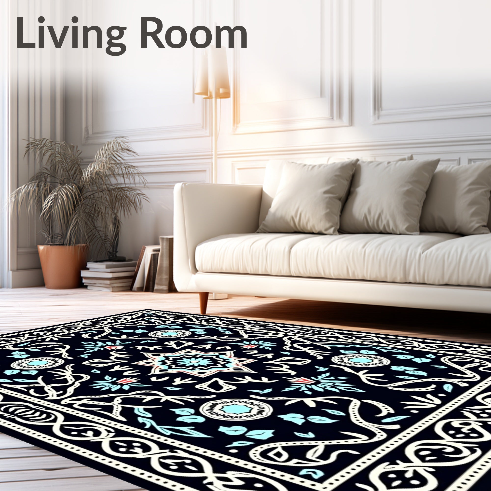 Traditional Floral Medallion Dark Rug