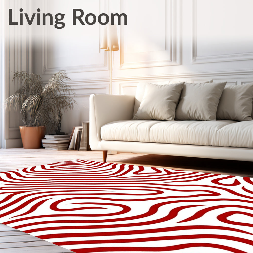 Red Abstract Swirl Pattern Rug