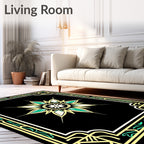 Geometric Floral Art Deco Style Rug