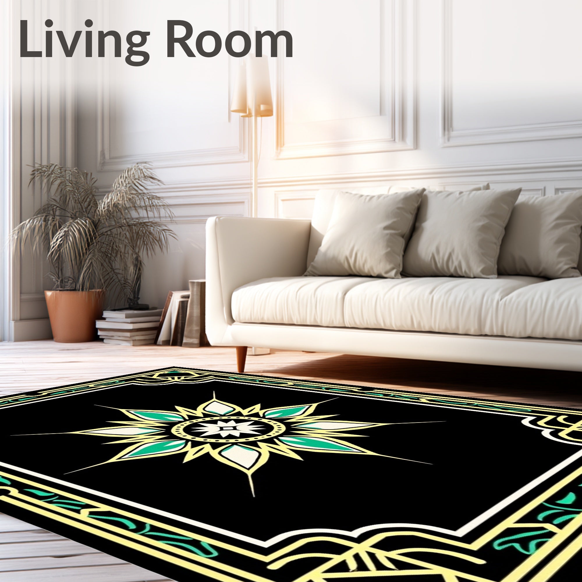 Geometric Floral Art Deco Style Rug
