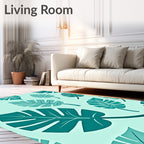 Monstera Leaf Pattern Green Rug