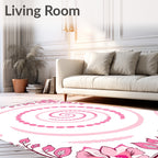 Pink Floral Spiral Abstract Design Rug