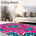 Bold Fuchsia Floral Medallion Pattern Rug