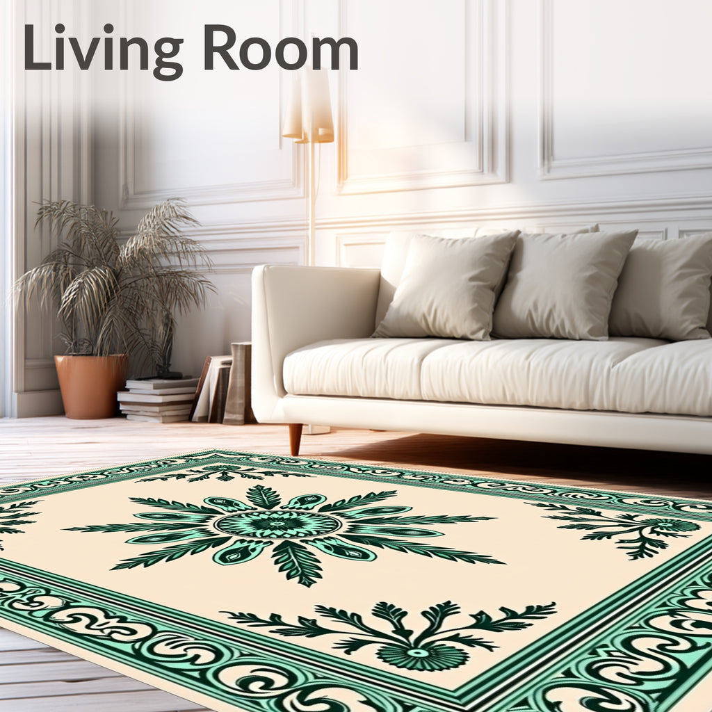 Ornate Floral Leaf Pattern Rug