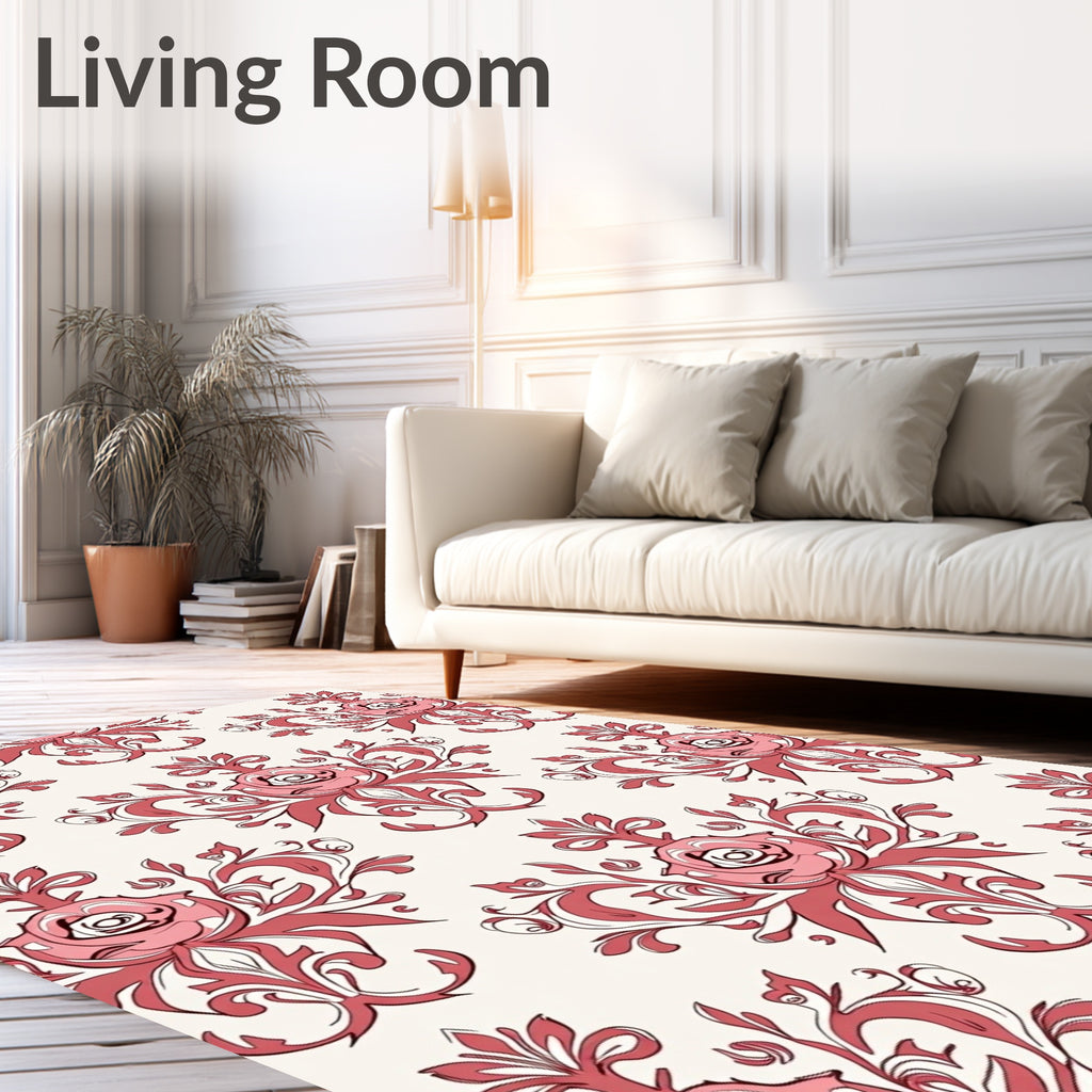 Ornate Rose Swirl Pattern Design Rug