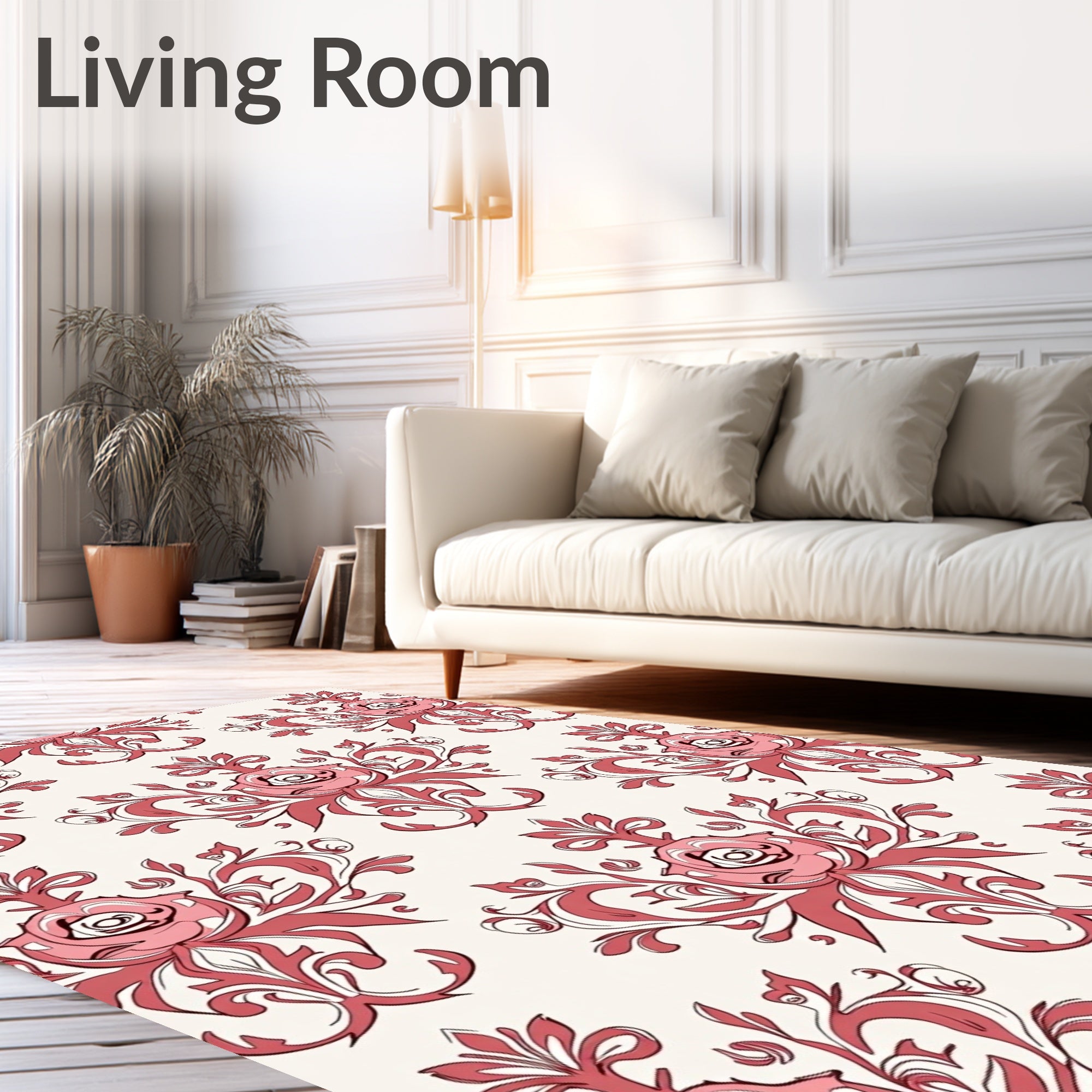 Ornate Rose Swirl Pattern Design Rug