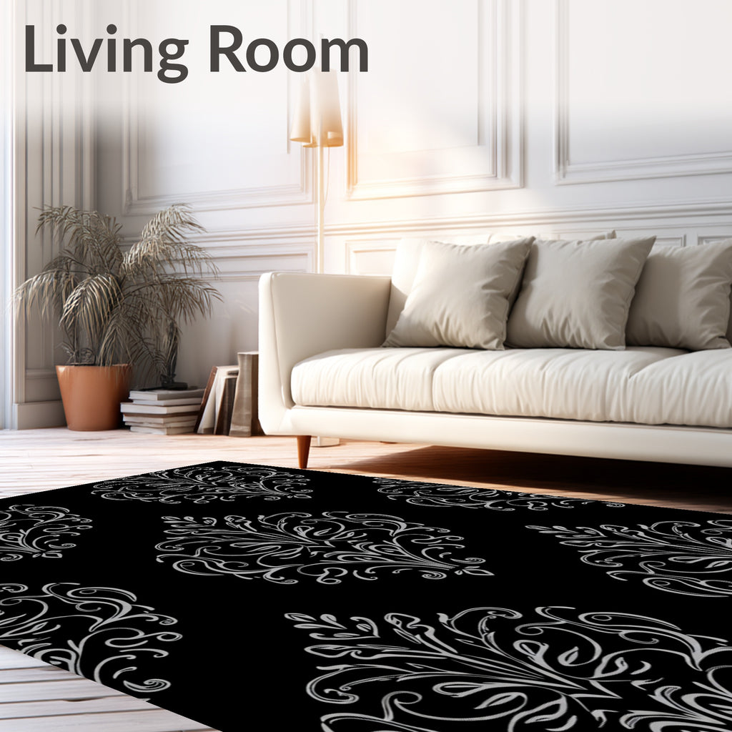 Classic Scrollwork Inverted Damask Pattern Rug