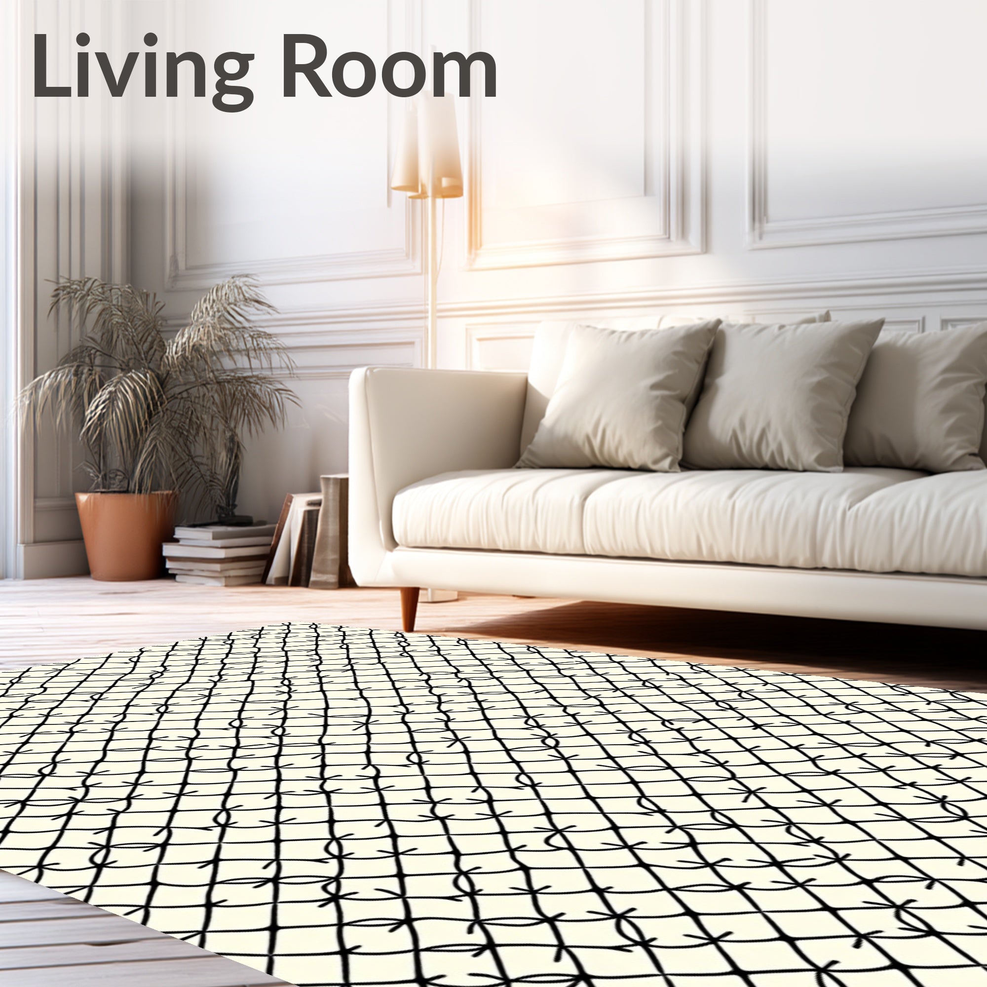Net Pattern Hand Drawn Design Rug