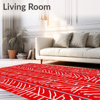Bold Red White Modern Linear Design Rug