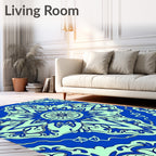 Royal Blue Floral Mandala Pattern Rug
