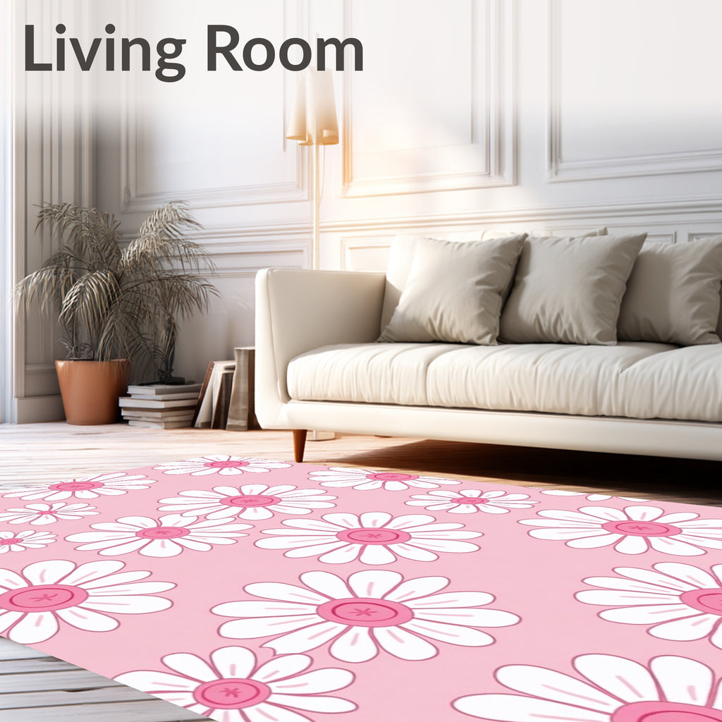 Pink Daisy Pattern Rug