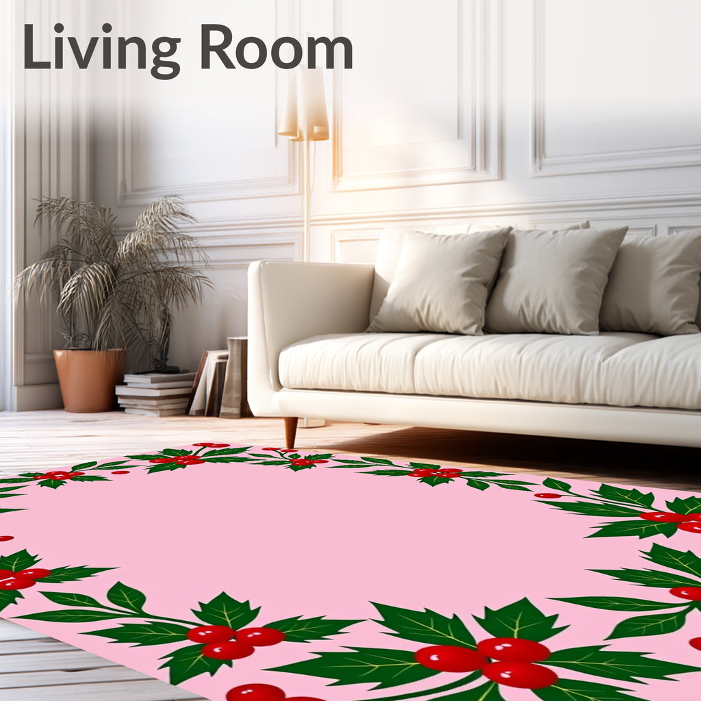 Vibrant Red Holly Garland Rug
