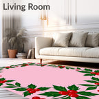 Vibrant Red Holly Garland Rug