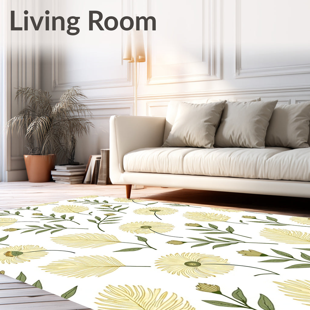 Delicate Floral Botanical Artistry Design Rug