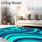 Abstract Teal Swirl Design Rug