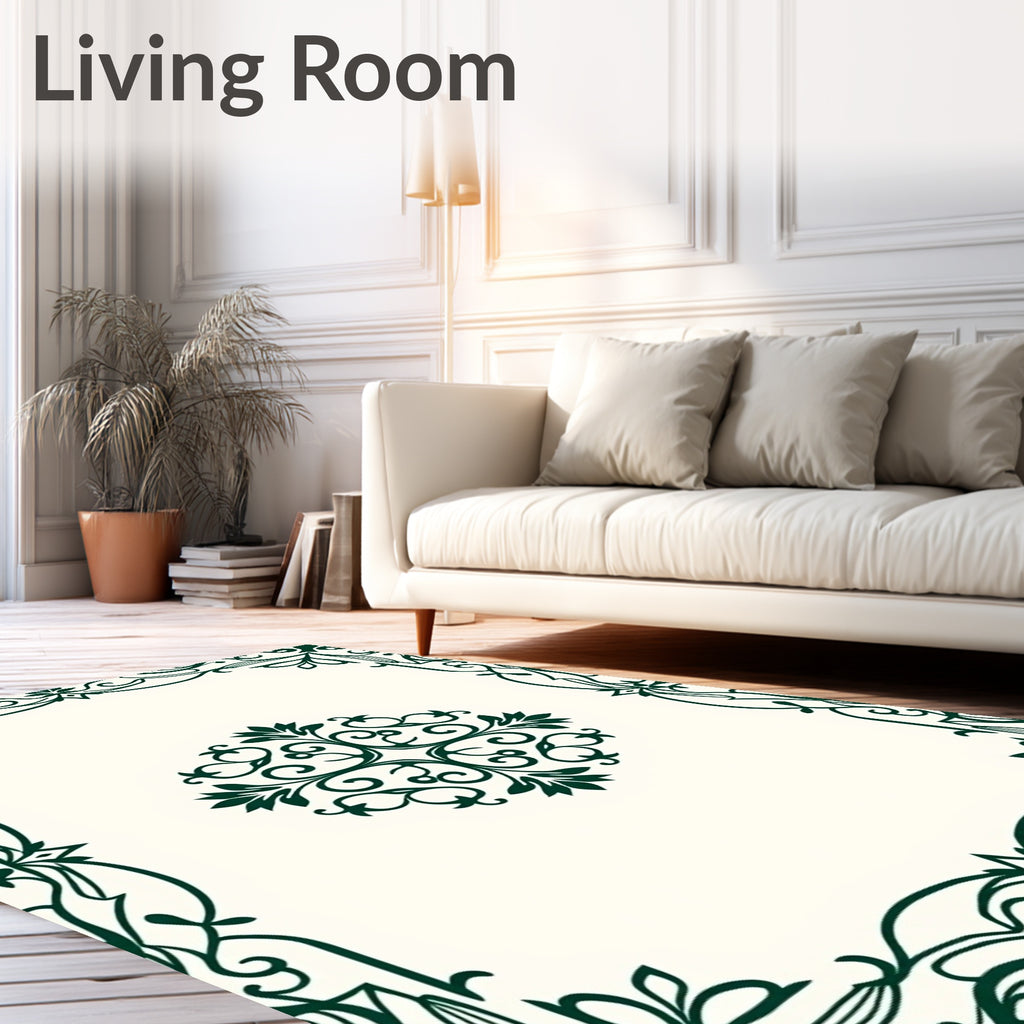 Elegant Ornate Scrolls and Floral Pattern Rug