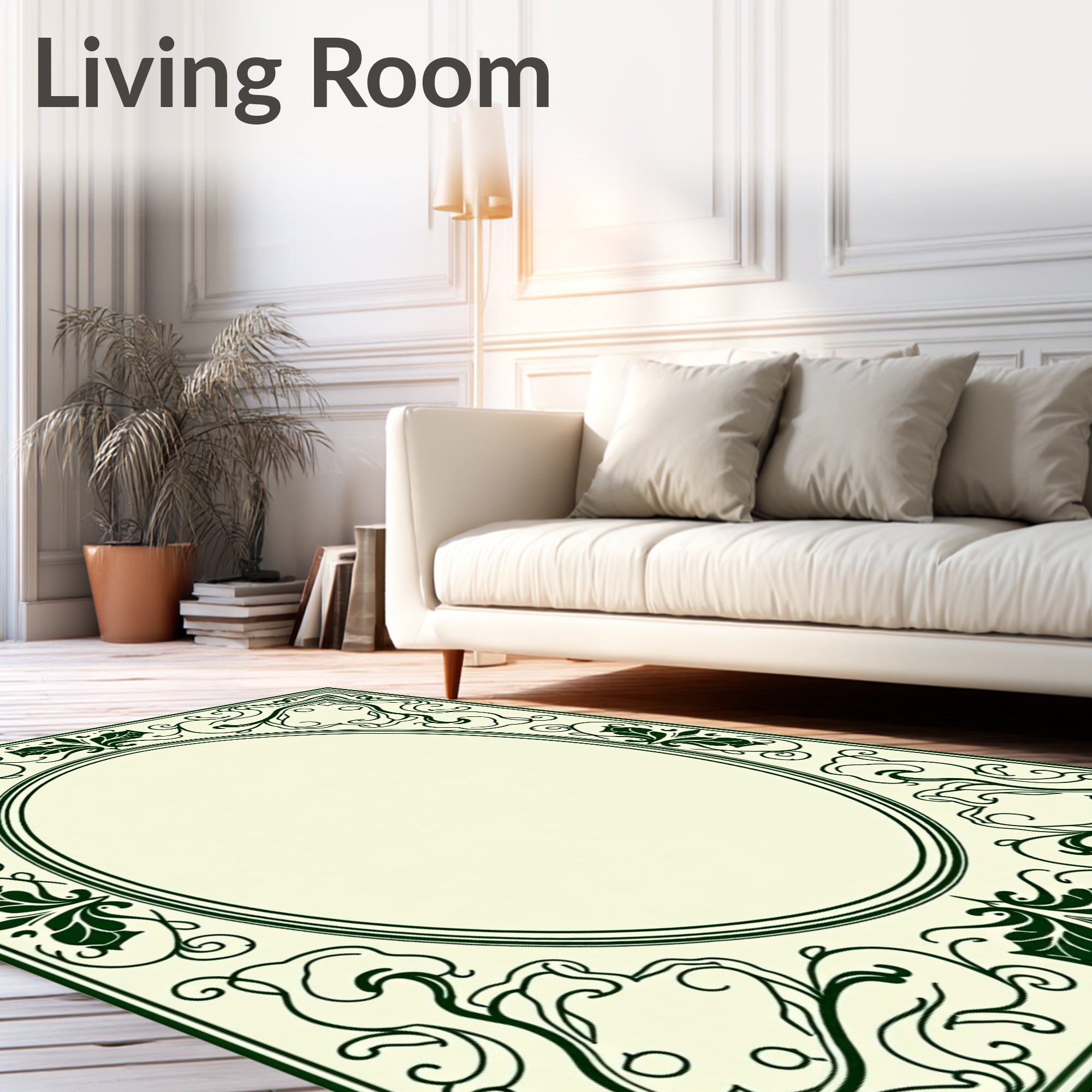 Art Nouveau Floral Oval Border Rug