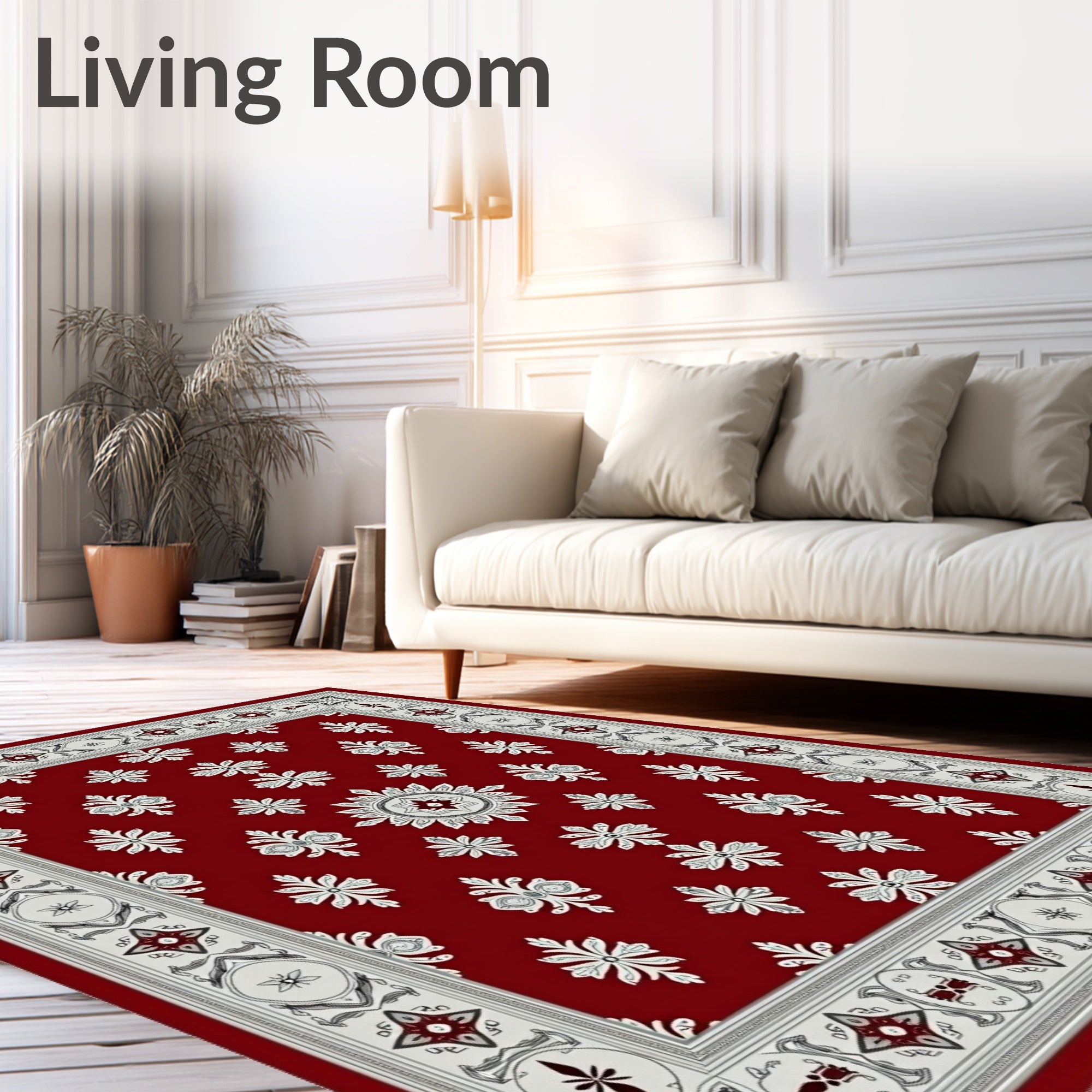 Elegant Red Floral Medallion Rug