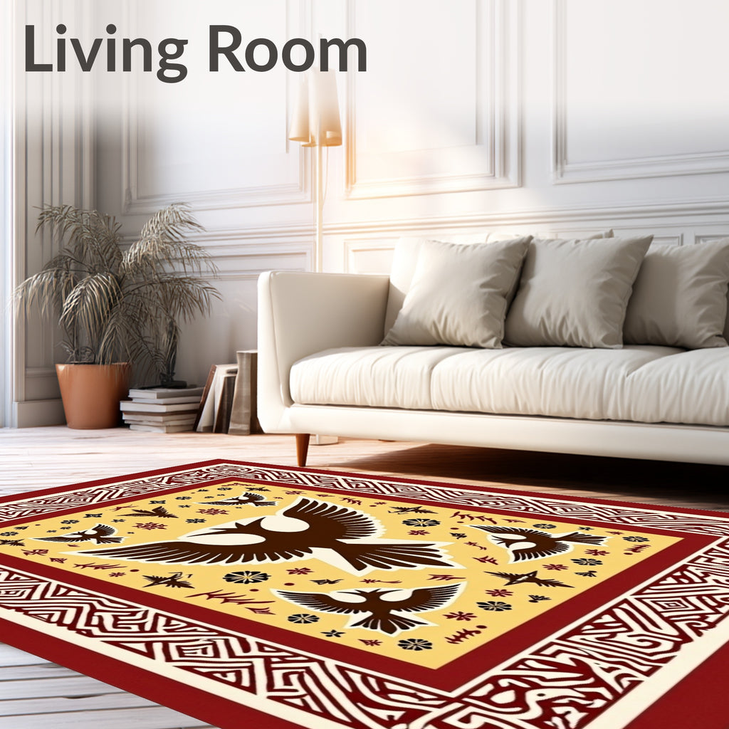 Bold Bird Geometric Ornament Design Rug