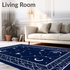 Celestial Constellation Moon Star Pattern Rug