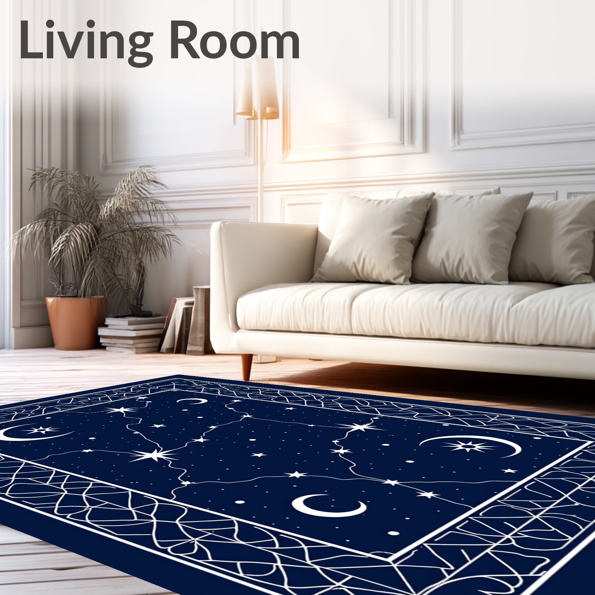 Celestial Constellation Moon Star Pattern Rug