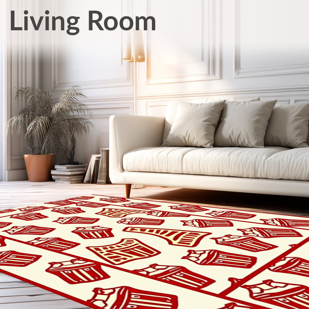 Red Cream Abstract Pattern Rug
