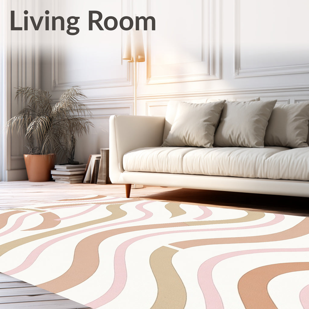 Serene Pastel Wavy Ribbon Design Rug