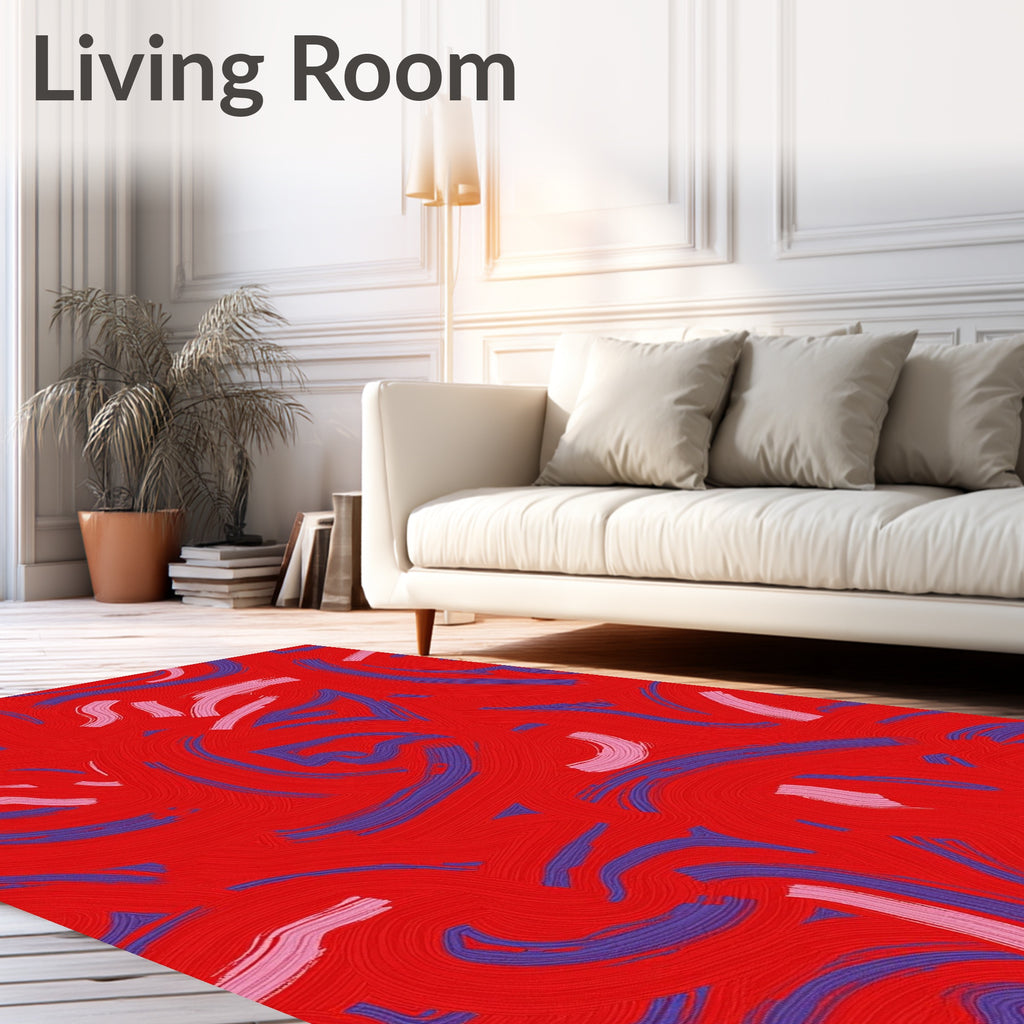 Bold Swirling Abstract Brushstroke Design Rug