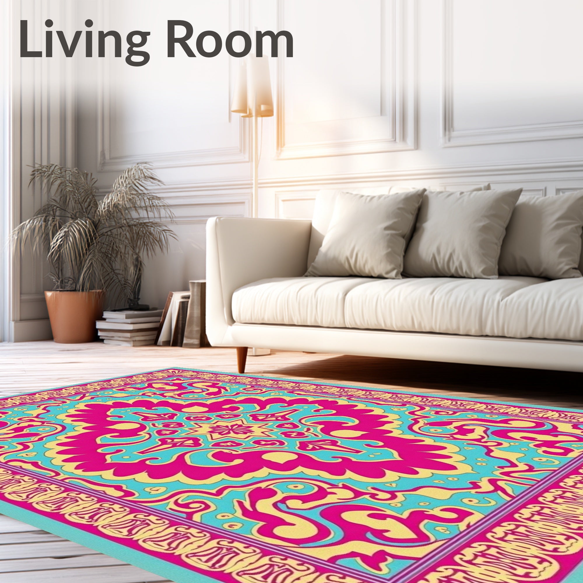 Vibrant Floral Mandala Inspired Design Rug