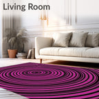 Vivid Pink Concentric Circles Abstract Rug