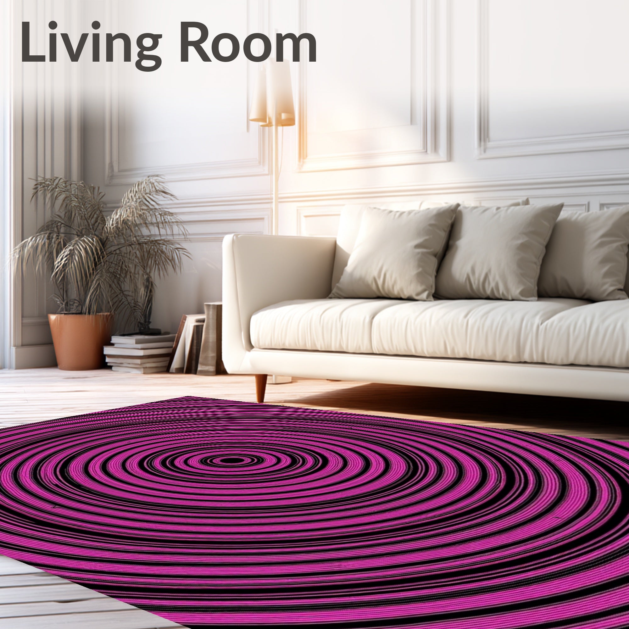 Vivid Pink Concentric Circles Abstract Rug
