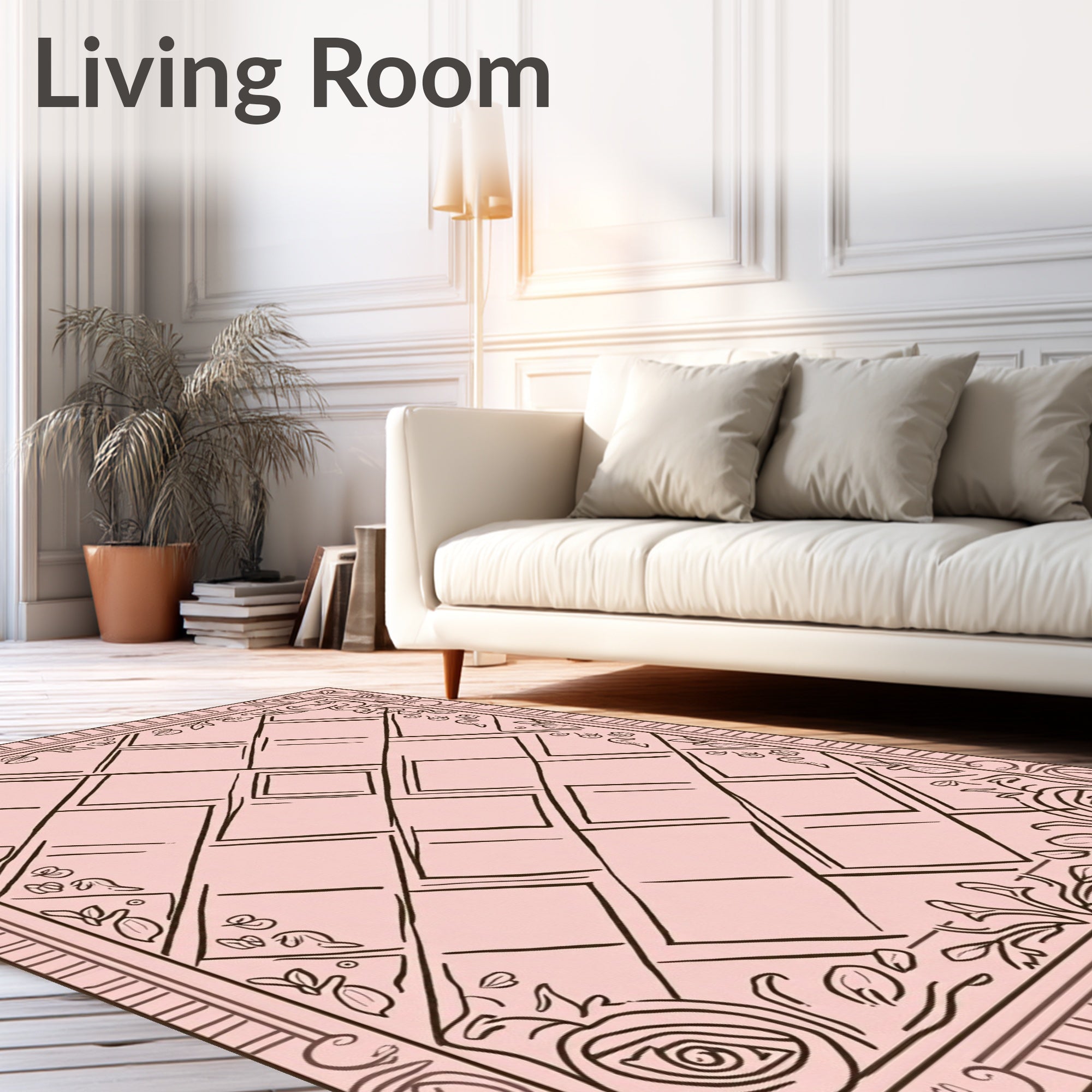 Ornate Vine Geometric Pastel Rug