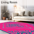 Vibrant Pink Paisley Swirl Design Rug