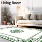 Ornate Dark Green Central Medallion Rug
