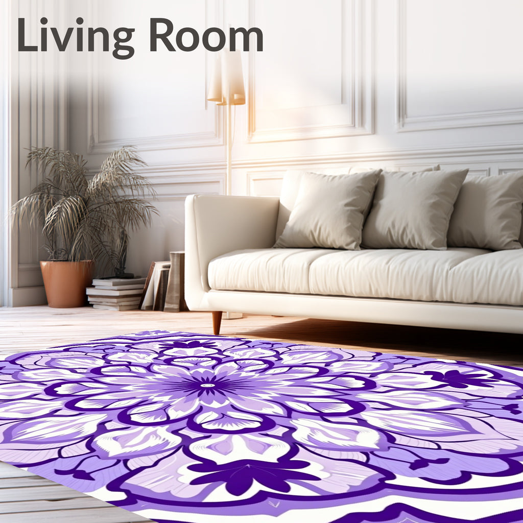 Purple Mandala Flower Pattern Rug