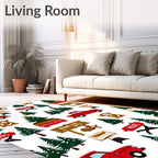 Red Truck Christmas Tree Forest Picnic Rug