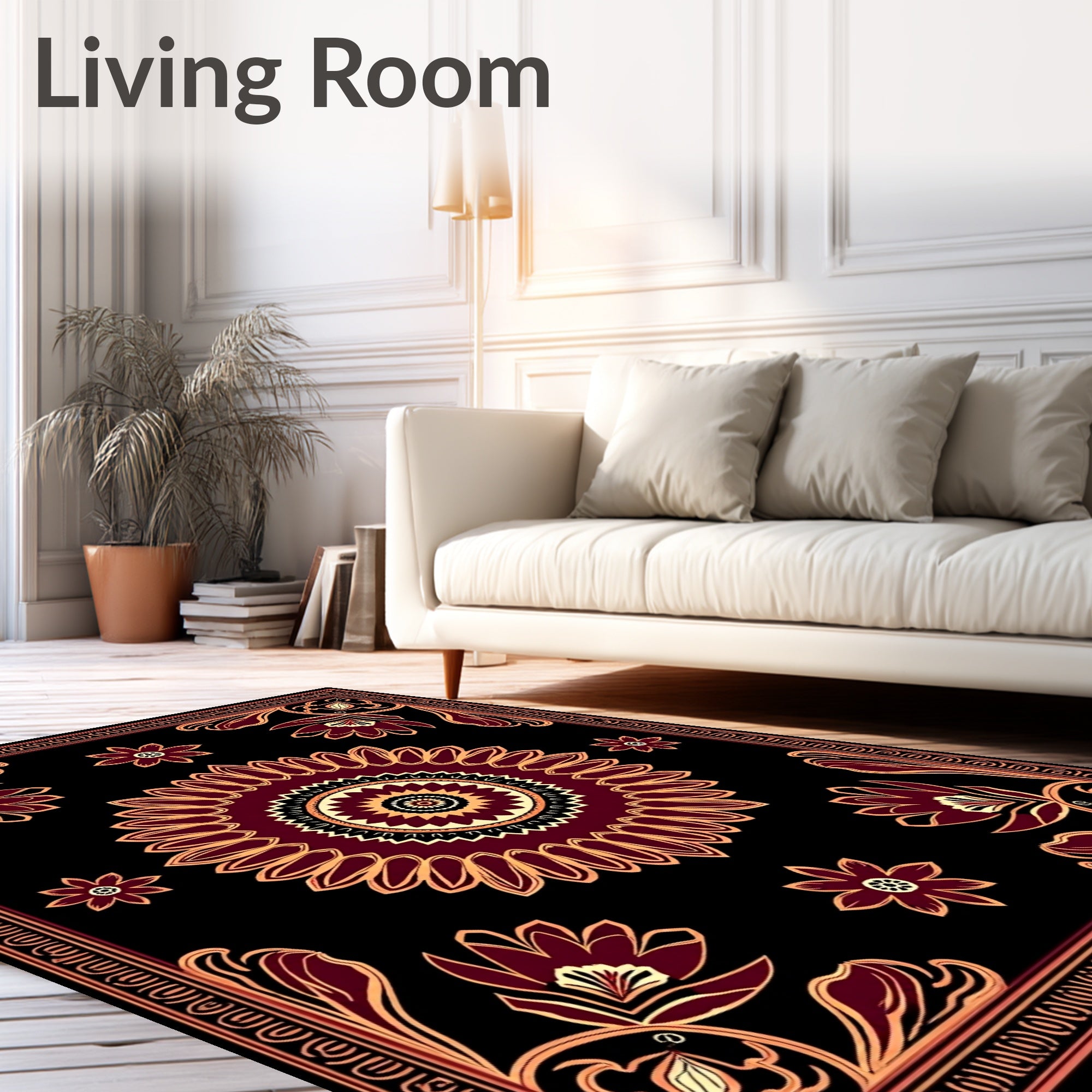 Warm Tones Floral Mandala Design Rug