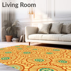 Retro Floral Sunburst Pattern Rug