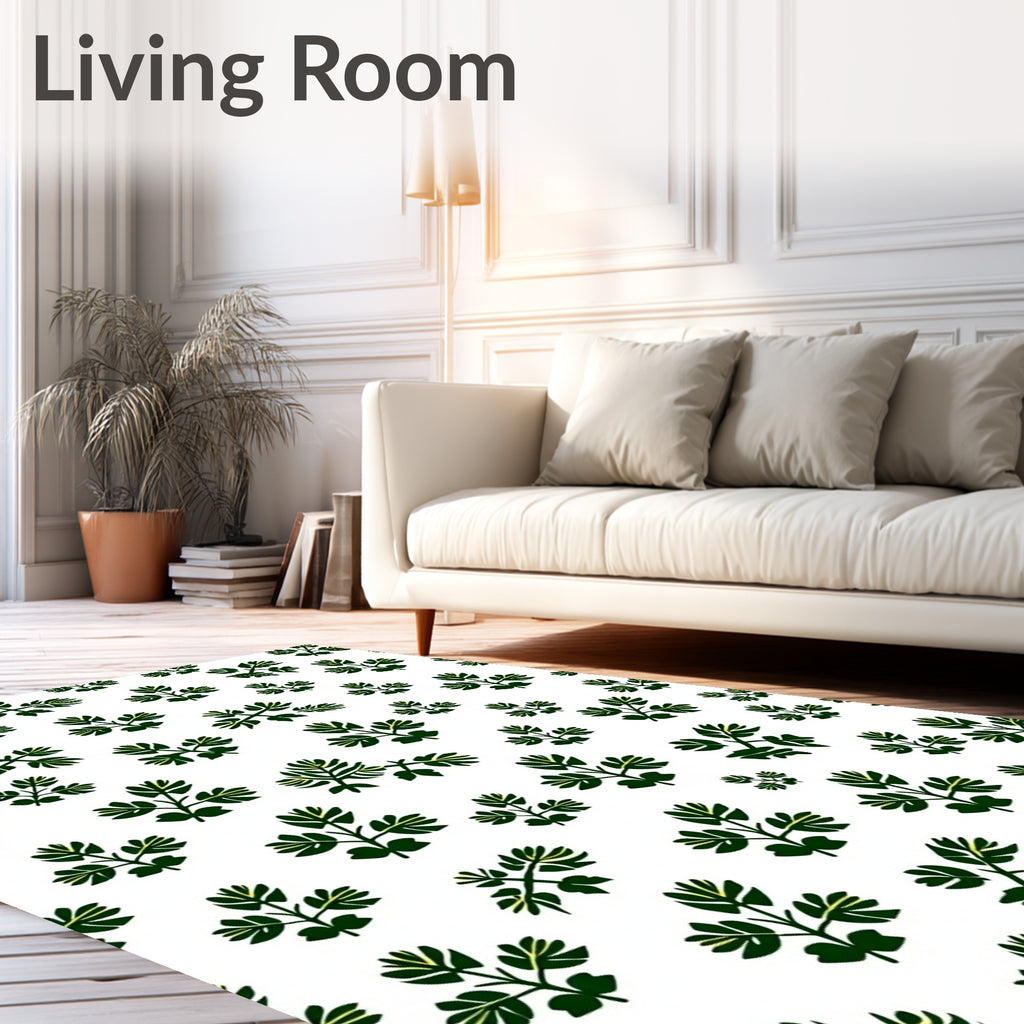 Green Leaf Pattern Casual Design Rug