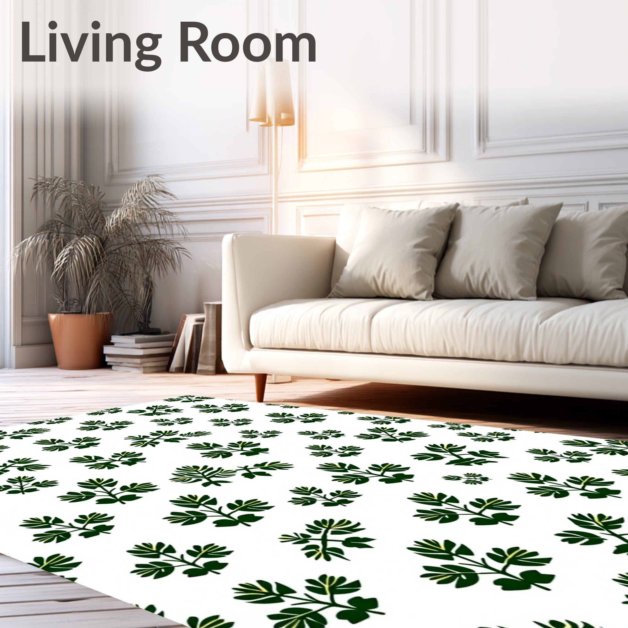 Green Leaf Pattern Casual Design Rug