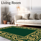 Elegant Gold Floral Border Design Rug