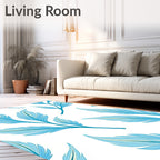 Light Blue Feather Pattern Design Rug