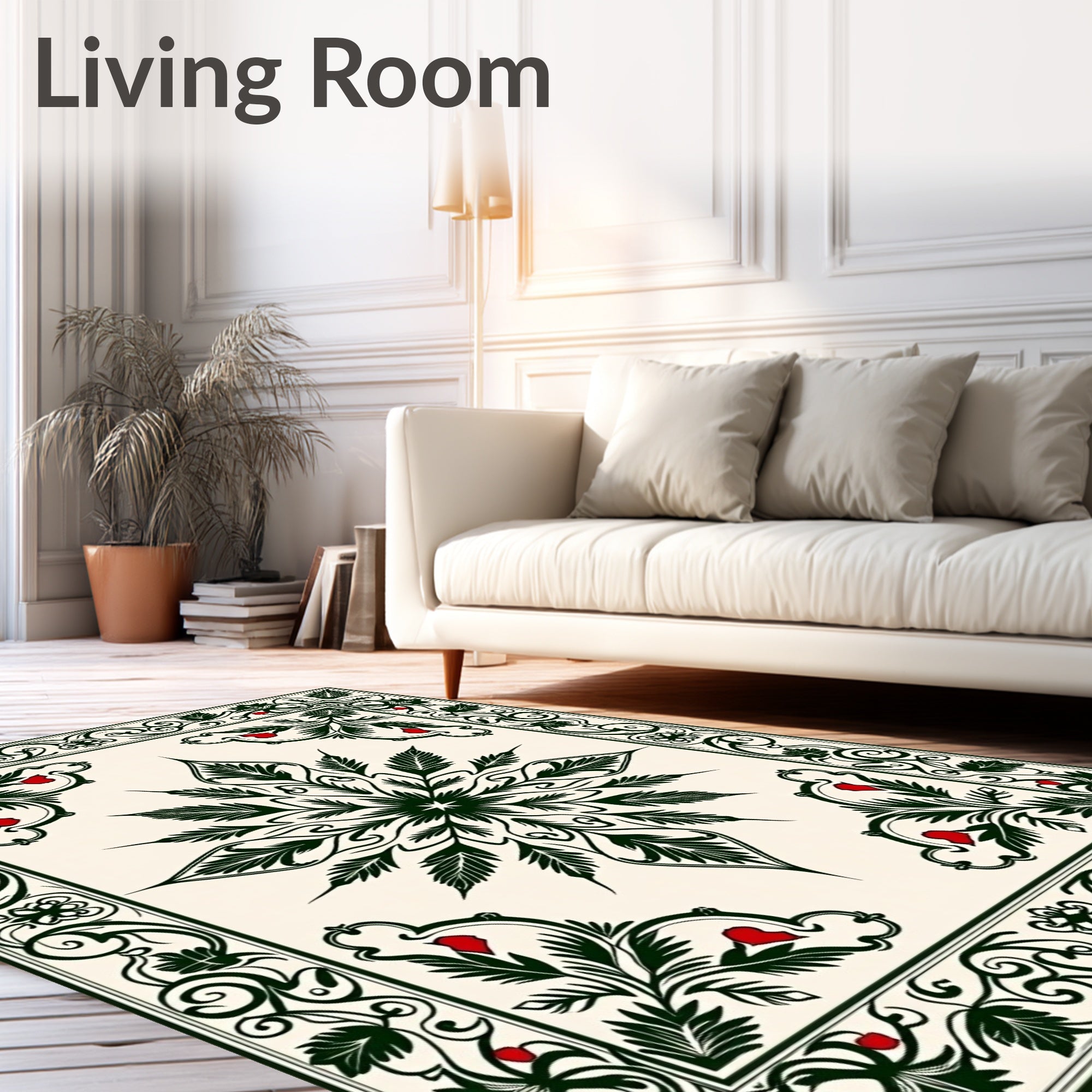 Elegant Floral Swirl Red Accent Rug